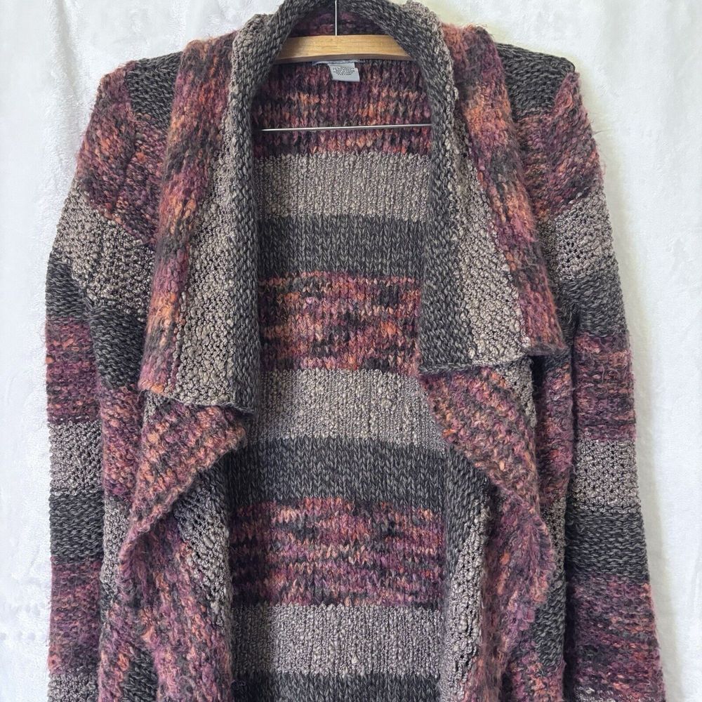 Olivia Sky Cardigan open Long Medium Sz M Browns Rust Dark Orange Soft